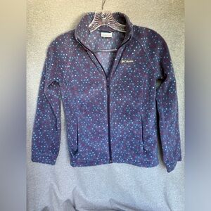 EUC - Polka dot fleece jacket by Columbia - Kids' Size M(10/12) Pockets Full Zip
